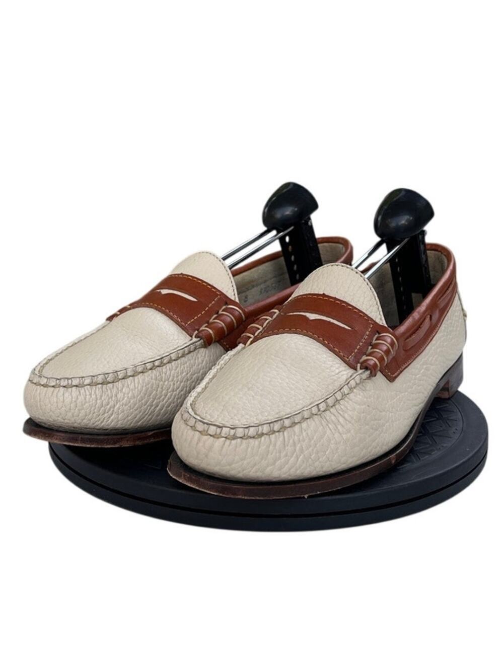 Vintage Women's Dooney & Bourke Leather Slip-On Preppy Penny Loafer SZ 11 Beige